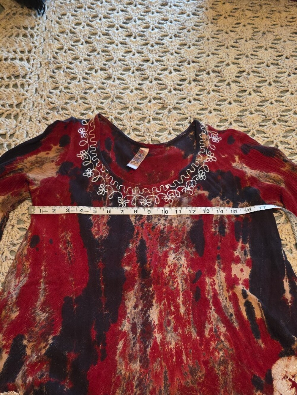 India Boutique Red and Black Tie-Dye Tunic - Picture 5 of 7